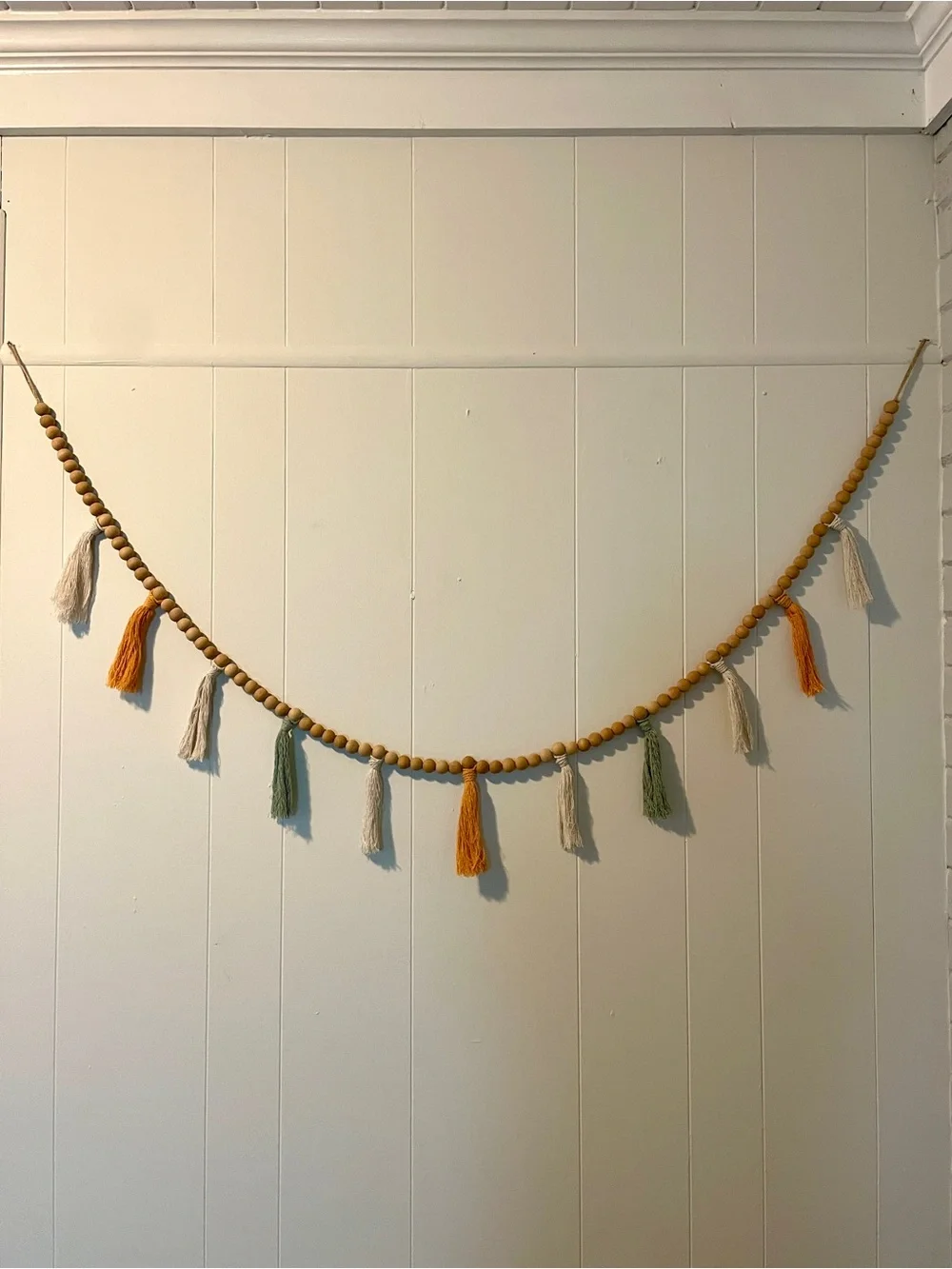 Handmade Boho Wood Bead Tassel Garland